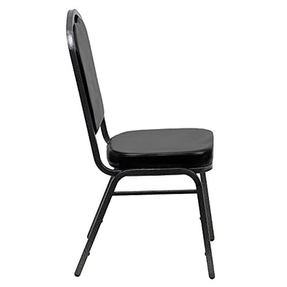 Flash Furniture Hercules Crown Back Stackable Banquet Chair, Silver, 4-Pack | Silver Vein Frame, Vinyl Upholstery - color: Black Vinyl/Silver Vein Frame, size: Set of 4
