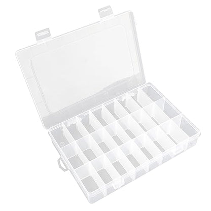 OALCQ 24 Grids Plastic Organizer Box With Dividers Clear Craft Storage Bead Organizer Box Earring Travel Pill Jewelry Organizers Storage Boxes Screw Seed Small Parts Hair Tie - size: 24 grids