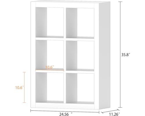 furtble 6 Cube Storage Organizer Bookshelf, 2-Pack Modern Wood Open Bookcase, Multifunctional Display Cubicle Shelf for Living Room, Bedroom, Home Office, White - color: White, size: 6 cube