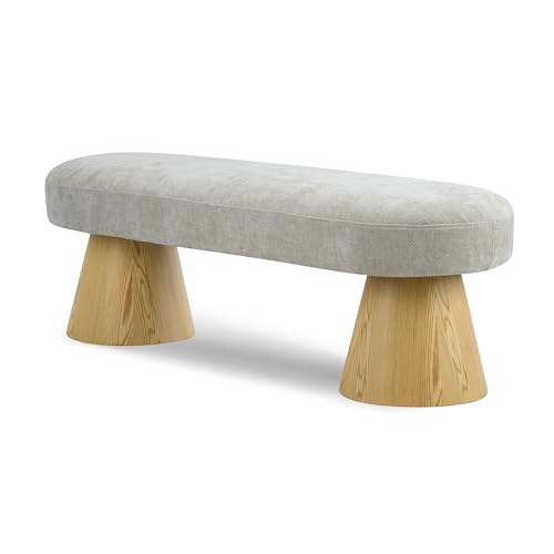 Christopher Knight Home Manila Chenille Upholstered Dining Bench, Modern Ottoman Bench, Wooden Entryway Bench, Comfort Long Spfa Footstool for Living Room Dining Room, No Assembly Needed, Oatmeal - color: Oatmeal/49"