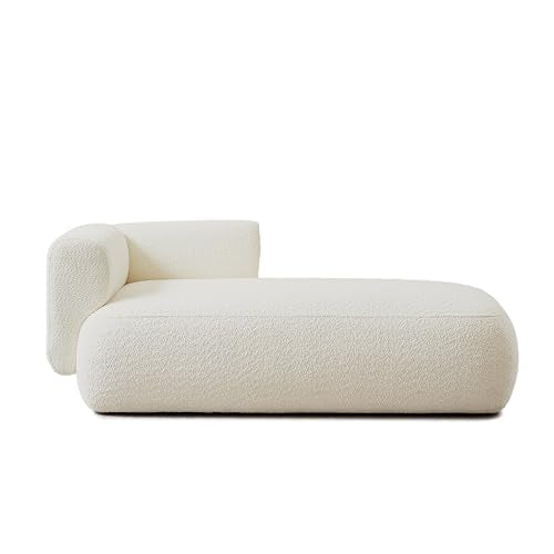 ERYE Boucle Upholstered Right Facing Chaise Lounge Indoor for Living Room Bedroom,Comfy Single Chaise Lounge Modern Leisure Recliner Sleeper Sofa Daybed, Easy Assemble - color: Beige/R