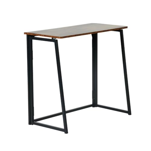 Folding Computer Desk for Small Spaces, 31.4 Inch Foldable Computer Table for Home Office, Study, Writing Work Desk (Rustic Brown) - color: Rustic Brown