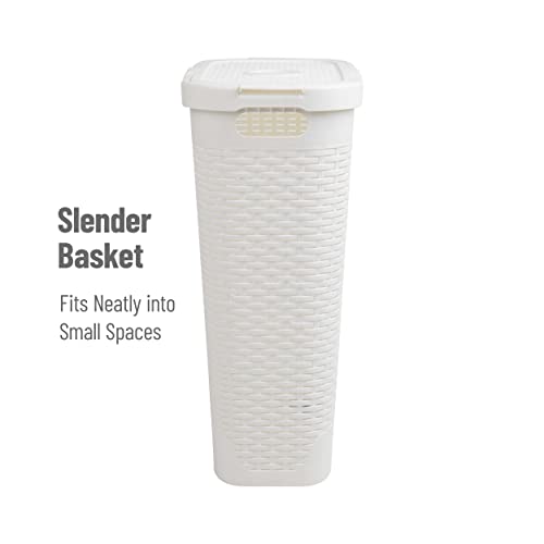 Mind Reader 40L Slim Laundry Hamper with Lid, Narrow Clothes Baskets, Set of 2, White - color: White, size: Set of 2