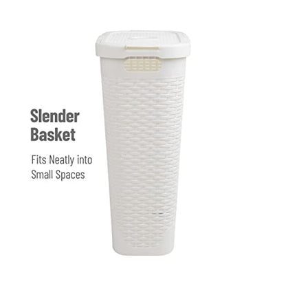 Mind Reader 40L Slim Laundry Hamper with Lid, Narrow Clothes Baskets, Set of 2, White - color: White, size: Set of 2