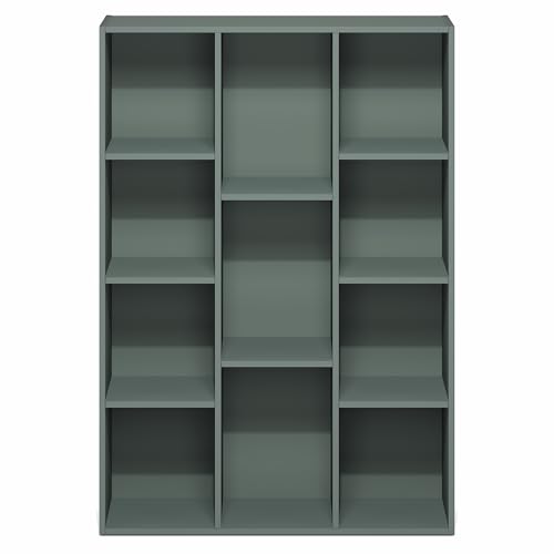 Furinno LUDER Book Shelf, 11-Cube Bookshelf, Reversible Bookcase, 9.4 x 29.1 x 41.7, Easy Assembly, for Living Room, Bedroom, Home Office, Sage Green - color: Sage Green, size: 11-Cube