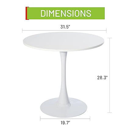 FurnitureR Round Leisure Tulip Dining Table 31.5" Stylish with Pedestal Base for Home Office Living Room Kitchen Restaurant Cafe, Tulip Table, White - color: White, style: Tulip Table