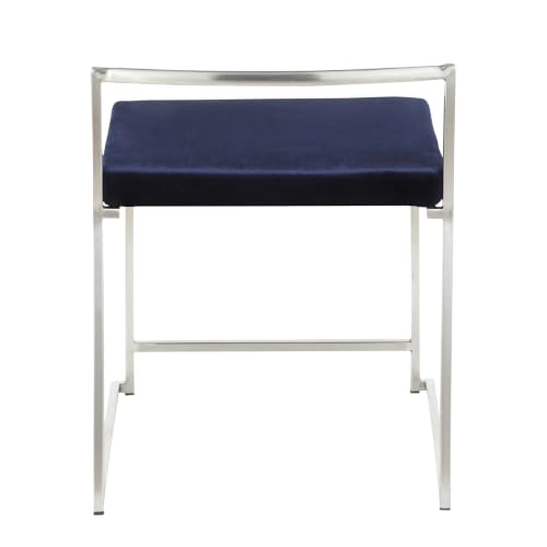 Penau Stackable Dining Chair Set, Blue Velvet, Metal Frame | Blue Velvet Upholstery, Stackable Design, Dining, Office, Vanity Use, Padded Seat, Low Back