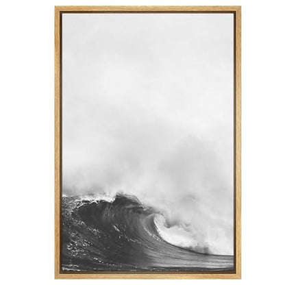 SIGNWIN Framed Canvas Print Wall Art Dramatic Waves in The Ocean Nature Ocean Photography Realism Nautical Scenic Dramatic for Living Room, Bedroom, Office - 16"x24" Natural - color: B03-21022-spl10, size: 24"L x 16"W
