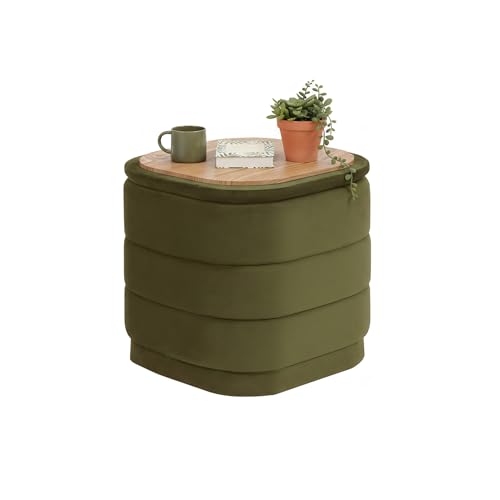 B FSOBEIIALEO Velvet Storage Ottoman with Tray, Square Folding Ottoman with Storage Coffee Table Foot Rest for Dorm Room, Living Room Olive, 15"x15"x15" - color: Olive, size: 15"×15"×15"