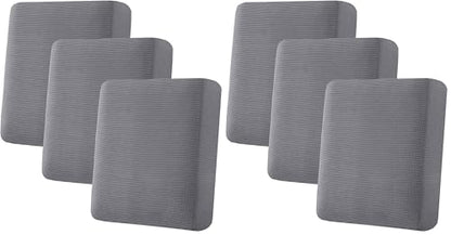 H.VERSAILTEX Super Stretch Individual Seat Cushion Covers Sofa Covers Couch Cushion Cover Slipcover Sets Thick Jacquard Textured Twill Fabric (3 Piece Sofa Cushion Covers, Grey) (Pack of 2) - color: Grey, size: 3 Cushion Sofa (Pack of 2)