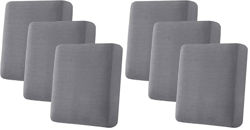 H.VERSAILTEX Super Stretch Individual Seat Cushion Covers Sofa Covers Couch Cushion Cover Slipcover Sets Thick Jacquard Textured Twill Fabric (3 Piece Sofa Cushion Covers, Grey) (Pack of 2) - color: Grey, size: 3 Cushion Sofa (Pack of 2)