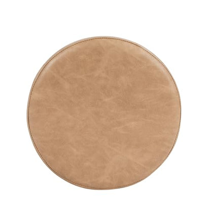 HomePop 17" Organic Shape Ottoman - Sand Faux Leather - color: Sand Faux Leather