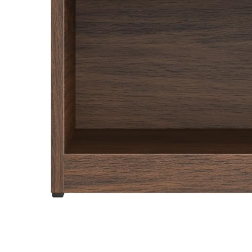 Modular Stackable Open Front Storage Cube Organizer, Tool-Free Assembly Open Shelf Storage System, Walnut Finish Home Display Cabinet