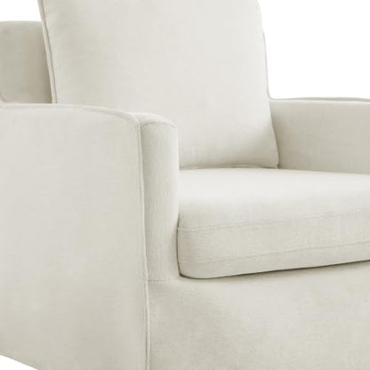 KISLOT, Upholstered Barrel Accent Chair, Cream White | Modern Single Sofa, Living Room, Bedroom, Reading Spaces, Office