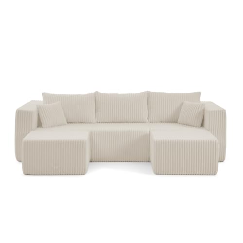 Compact Modular sectional,Compressed Corduroy Sofa with Modern Minimalist Style, Ultra-Comfy Compression Modular Sofa with Space-Saving Efficient Design-Beige