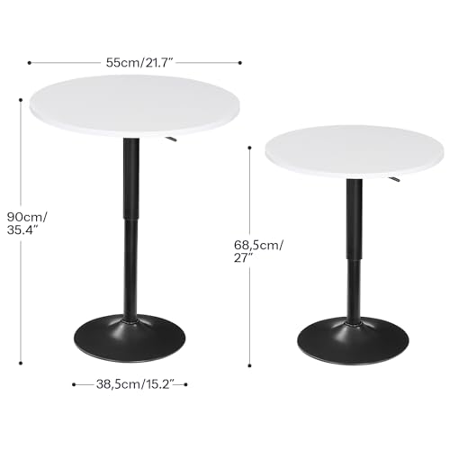 HOOBRO Bar Table, Height-Adjustable Round Pub Table 27-35.4 Inches with Sturdy Base, Modern Style, Easy to Assemble, Suitable for Small Space, White BW58BT01G1 - color: White