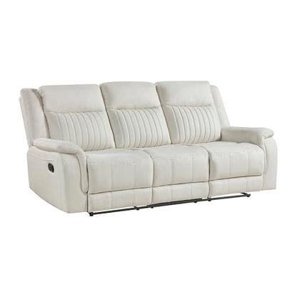 Lexicon Polished Microfiber Wall Hugger Manual Double Reclining Sofa, Beige | 86"W Upholstered 3 Seater Manual Sofa Recliner for Living Room/Apartment, Tool Free Assembly - color: Beige, size: Reclining Sofa