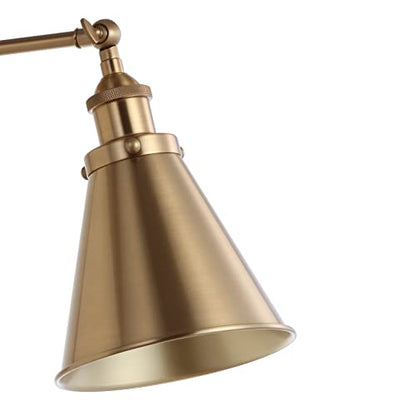 JONATHAN Y Rover 1-Light Wall Sconce 7", Brass Gold, Set of 2 | Adjustable Arm, Hardwired Bedside Reading Swing Arm, Farmhouse Cone Shade, Metal Hardwired Indoor Fixture, LED Bulbs Included - color: Brass Gold, size: Set of 2