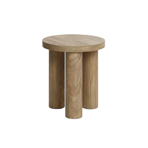LuxenHome Round End Table,19" Small Side Table for Living Room, Dark Oak | Wooden Couch Side Tables With 3 Pillar Legs, Accent Table for Living Room, Bedroom - color: Dark Oak-s