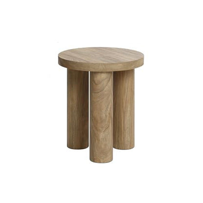 LuxenHome Round End Table,19" Small Side Table for Living Room, Dark Oak | Wooden Couch Side Tables With 3 Pillar Legs, Accent Table for Living Room, Bedroom - color: Dark Oak-s