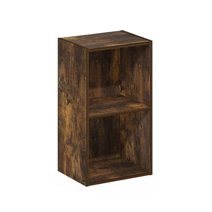 Furinno PASIR Book Shelf, 2-Tier Modern Bookshelf, Open Shelves Bookcase 9 x 12 x 21, Easy Assembly, for Living Room, Bedroom, Home Office, Amber Pine - color: Amber Pine, size: 2-Cube