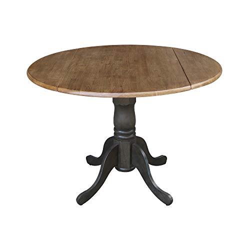 International Concepts 42 Inch Dual Drop Leaf Dining Height Table, Hickory/Washed Coal. - color: Hickory/Washed Coal