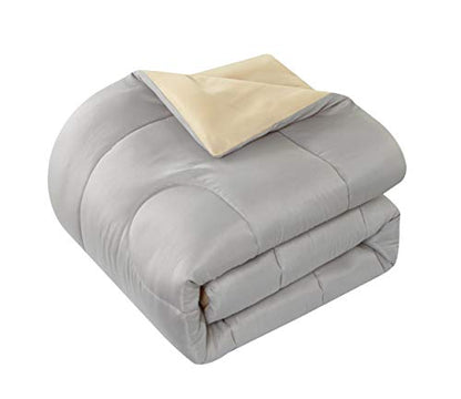 Idea Nuova Casa 7-Piece Solid Reversible Comforter Set with Bonus Sheets, Light Gray, Queen, 86"" x86 (WK699210) - color: Light Gray, size: Queen
