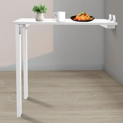 Folding Dining Table, Wall Mounted Folding Table Learning Home Hanging Table Fold Down Desk for Small Saving Spaces Floating Desk for Kitchen & Dining, Work Bench Lounges (White)