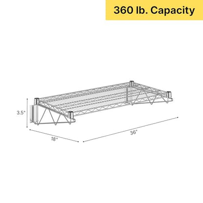 18" x 36" Chrome Wire Wall Mount Shelf - color: Chrome, size: 18" x 36"