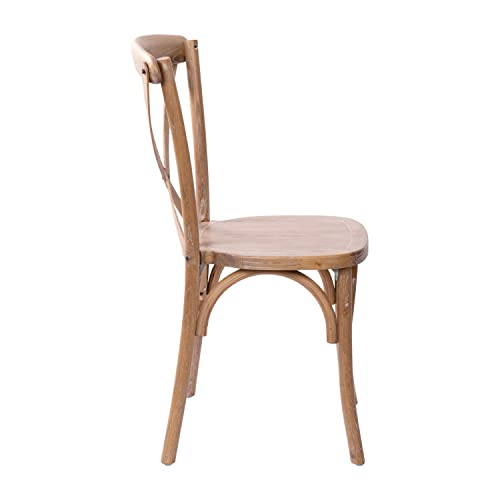 Merrick Lane Bardstown X-Back Bistro Style Wooden Dining Chair for Kitchens and Dining Rooms, High-Back Wood Stackable Kitchen Chair, Medium with White Grain - color: White Grain