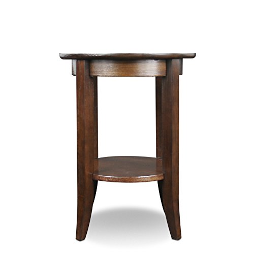 Leick Home Sheldon Round End Table, 18", Chocolate Oak - color: Chocolate Oak / Glass