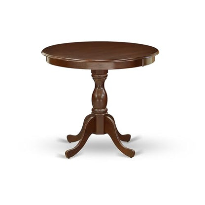 East West Furniture AMT-MAH-TP Antique Dining Room Table - a Round Kitchen Table Top with Pedestal Base, 36x36 Inch, Mahogany - color: Amt-mah-tp