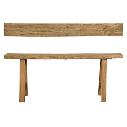 Artissance Rustic Natural Wood Noodle Bench, Long Wooden Entryway Bench, Weathered Farmhouse Indoor Outdoor Seating, End of Bed or Dining Room Bench Decor - size: 19H x 8W x 45L