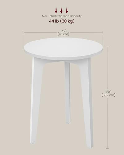 VASAGLE MAEZO Collection - Small Side Table, Round End Table, Nightstand with Tapered Legs, Curved Transitions, for Small Spaces, Living Room, Bedroom, Cloud White ULET237WB01S - color: Cloud White