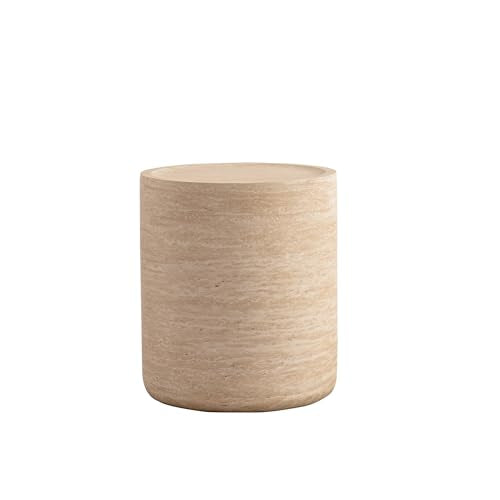 15.7" Round Faux Marble Coffee Table, Fully Assembled Modern Drum End Table with Mars Pattern, Faux Stone Nightstand Sofa Table for Living Room & Bedroom(Mars Pattern) - color: 15.7'' Mars Pattern