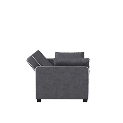 Serta Ainsley 72.6" Convertible Sleeper Sofa, Queen Size, Dreamcoil Comfort, Soft Woven Fabric, Charcoal - color: Charcoal, size: Queen Sofa