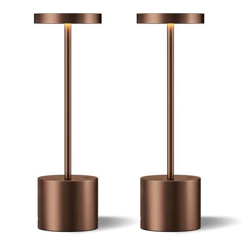 Kakanuo Brown Cordless Lamp Set, Rechargeable Lamp, 3 Color Temperature, LED Outdoor Wireless Lamps, Battery Operated Lamps, Stepless Dimmable, Touch Control - color: Brown