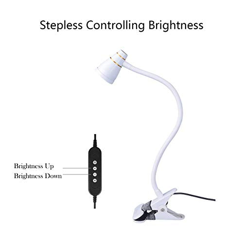 LED Clip Desk Lamp, Headboard Light with Strong Clamp, Bed Reading Light with 3000k-6500K Adjustable Color Temperature Options for Brighter Illumination (Milky White) - color: Milky White