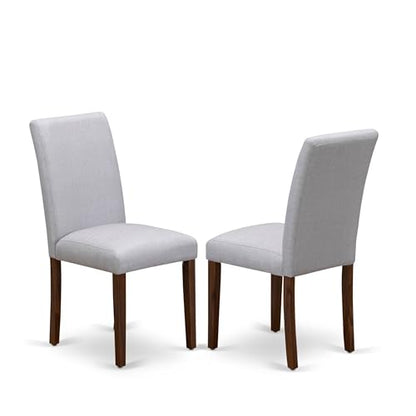 East West Furniture ABP8T05 Abbott Parson Chairs - Grey Linen Fabric Padded Dining Chairs, Set of 2, Walnut - color: Abp8t05
