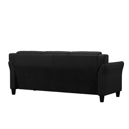 Studio Living Harrington 80.3" Sofa, Transitional Modern, Pocket Coil Comfort, Easy Assembly, Microfiber Fabric, Black - color: Black, size: Sofa