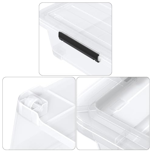 40 Quart Large Clear Plastic Underbed Storage Boxes Bin, 4 Packs | Flat Under Bed Organization Container with Wheels - size: 40 Quart