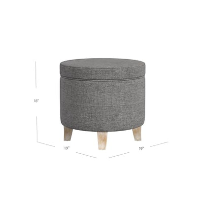 HomePop 19" Round Storage Ottoman - Gray Woven - color: Gray Woven