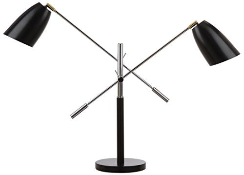 SAFAVIEH Lighting Collection Mavis Black/ Gold 2-light 32-inch Adjustable Height Bedroom Living Room Home Office Desk Nightstand Task Table Lamp (LED Bulbs Included) - color: Black/Gold