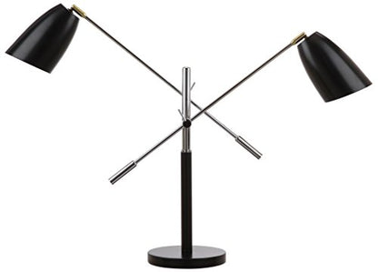 SAFAVIEH Lighting Collection Mavis Black/ Gold 2-light 32-inch Adjustable Height Bedroom Living Room Home Office Desk Nightstand Task Table Lamp (LED Bulbs Included) - color: Black/Gold