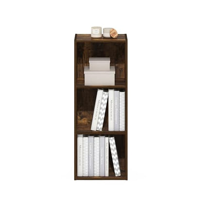 Furinno LUDER Book Shelf, 3-Cube Bookshelf, Bookcase with Open Shelves, 9.3 x 12 x 31.5, Easy Assembly, for Living Room, Bedroom, Home Office, Amber Pine - color: Amber Pine, size: 3-Tier Cube