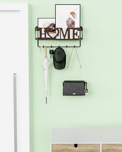 Key Holder Wall Mount - Adhesive Key Holder with 5 Hooks, Key Rack and Mail Organizer, Metal Basket Key Hanger for Entryway, Home, Living Room Decor, 11" L×2.8" W×4.9''H(Bronze) - color: Bronze