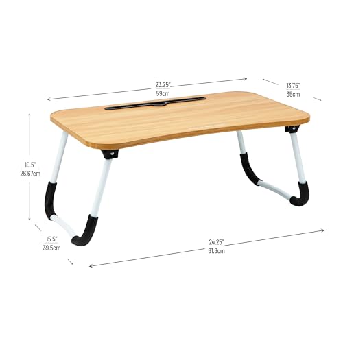 Mind Reader Lap Desk Laptop Stand with Folding Legs, Portable Bed Tray Table for Laptop, Breakfast, Reading, Crafts, MDF, Beige - color: Beige