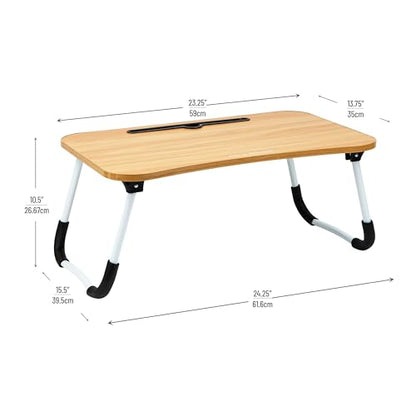 Mind Reader Lap Desk Laptop Stand with Folding Legs, Portable Bed Tray Table for Laptop, Breakfast, Reading, Crafts, MDF, Beige - color: Beige