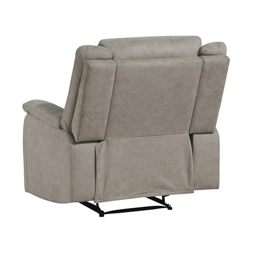 Lexicon Polished Microfiber Wall Hugger Manual Reclining Chair, Dove | 39.5"W Manual Recliner, Home Theater Seating for Living Room/Office/Apartment - color: Dove, size: Recliner