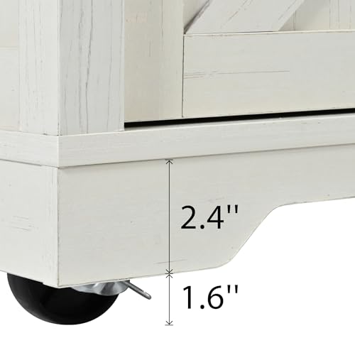 53.7" Kitchen Island with Drop Leaf & Power Outlet, Rolling Kitchen Island Cart On Wheels with 2 Sliding Barn Door, Kitchen Island Table with Storage, for Kitchen, Dining Room (White) - color: White